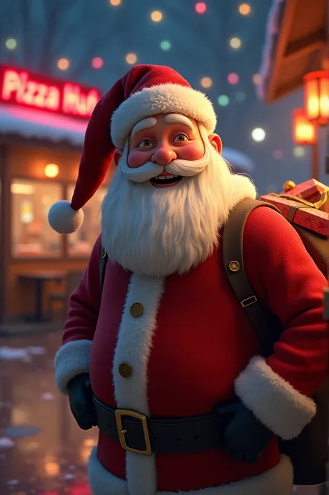 Santa Getting Ready to Visit Pizza Hut