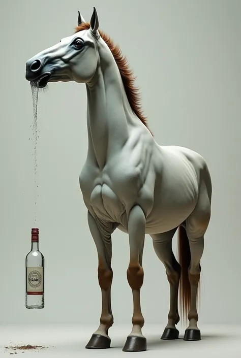 A horse downing a bottle of vodka