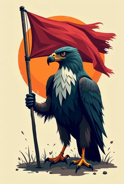 modern hawk holding a flag, abstract