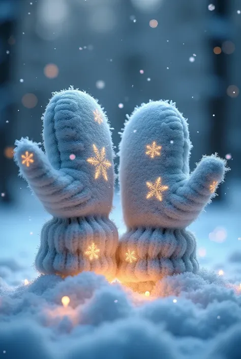  The invention must contain winter mittens, snowflakes, snow and holiday atmosphere 