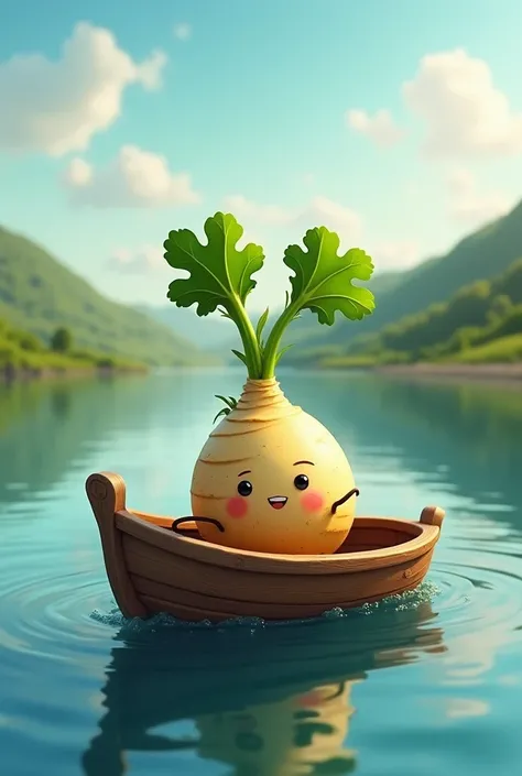 A turnip in a boat