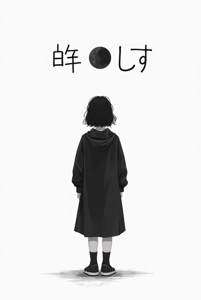 高校生向けの冬休みの国語の宿題の表紙を作って。Make a cover for the winter vacation Japanese homework for high school students with only black and white colors 