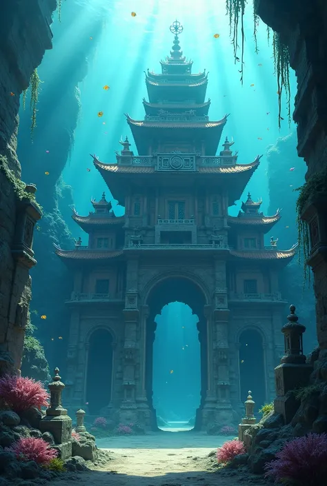 Chinese-looking base under water 