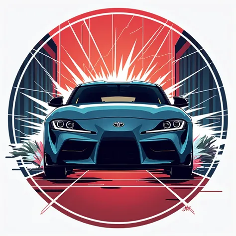  high resolution , Logo,toyota supra top secret ,circle, Red Blue White,