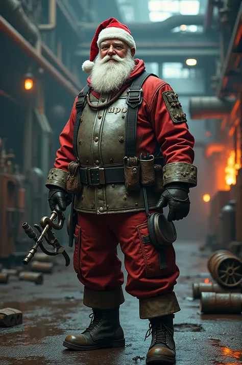 I want a Santa Claus dressed as an industrial ring 