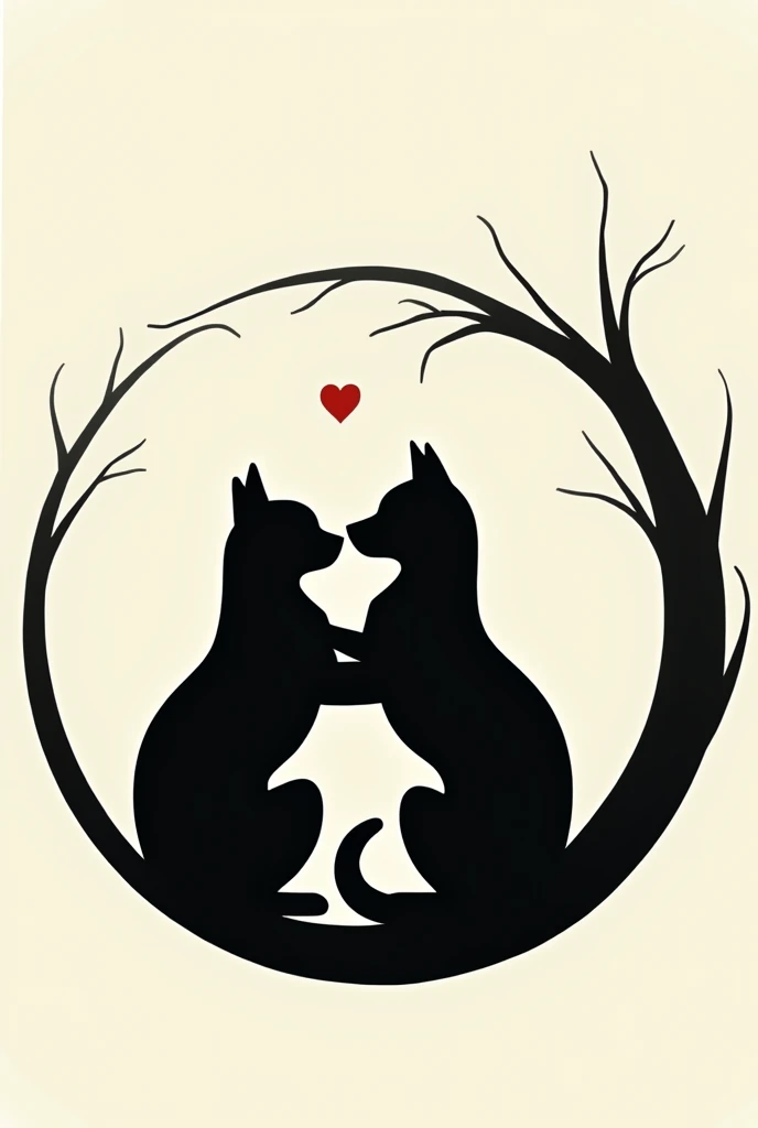 silhouette of dog and cat,  forming a circle  