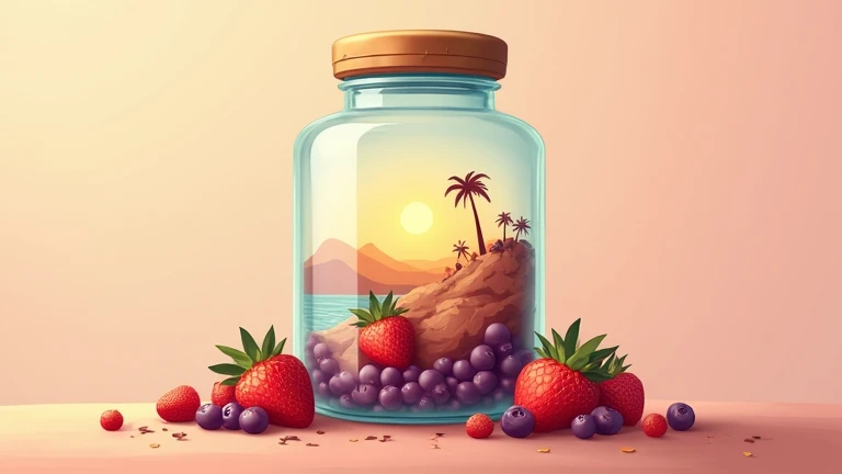 beautiful dessert landscape in a jar illustration, solid color background