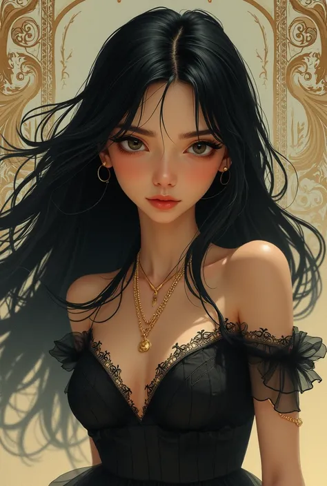 Sister, Reminiscent , female, Decadent Beauty, animated film,  illustration , Black hair