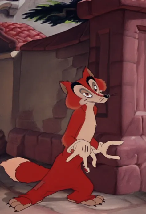 core_9, score_8_up, score_7_up, score_6_up, score_5_up, score_4_up, bedroom background, detailed fur, detailed face, Honest John, Honest John Foulfellow, Disney, furry male, male fox, anthropomorphic fox, cartoon fox, animal focus, disney, fox ears, fox ta...