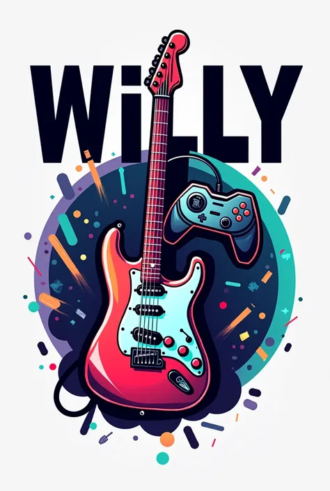 Create a logo with my name Willy and an electric guitar and a video game controller