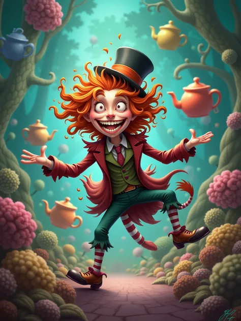 Act like a crazy hatter in this image 