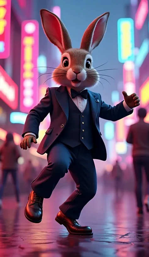 Stylish rabbit dancing funk