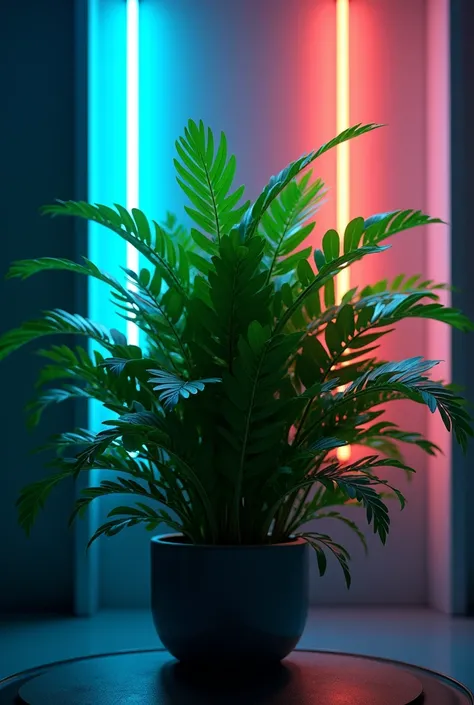 a plant growing with LED light