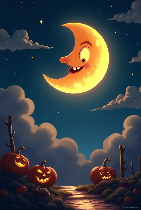 create moon smiling in hallowen