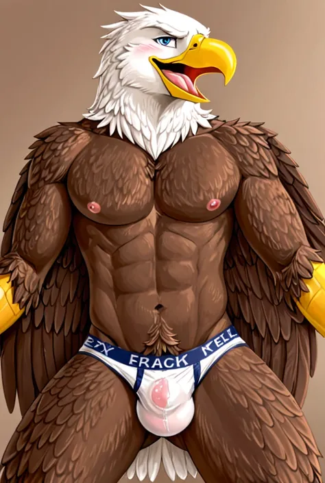 Sexy male eagle wearing underwear and having an excited sexual organ 