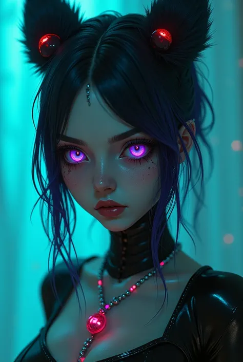 (24yo skinny anorexic gothic punk girl, slender skinny anorexic demon woman with enormous manga heterochromia eyes), ((top quality, 8k, masterpiece: 1.3)), crisp focus: 1.2, ((beautiful skinny anorexic demon woman: 2.2)), (skinny abdomen: 1.4), (oversized ...