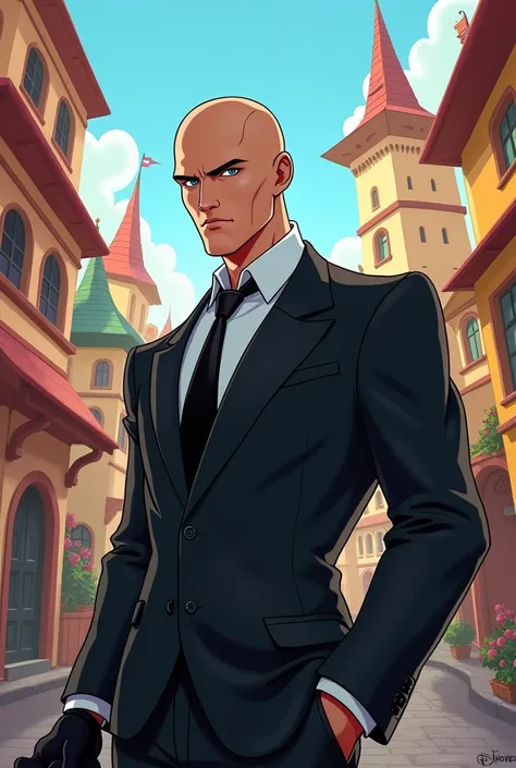 Agent 47 with black shoes in disney style 