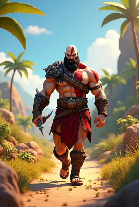 Kratos walking in pixar style 