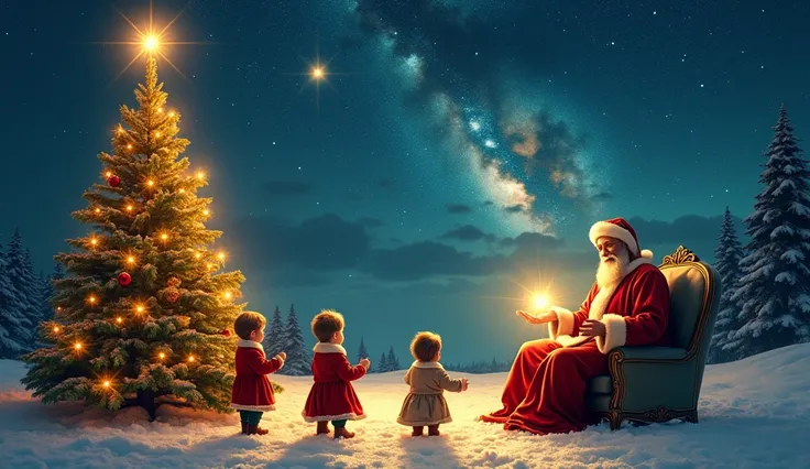 "Create a 4K Christmas scene with Jesus Christ as the main focal point. Jesus should be depicted in the center of the scene, with a serene, peaceful expression, glowing with a soft, radiant golden light. His divine light should illuminate the surrounding s...