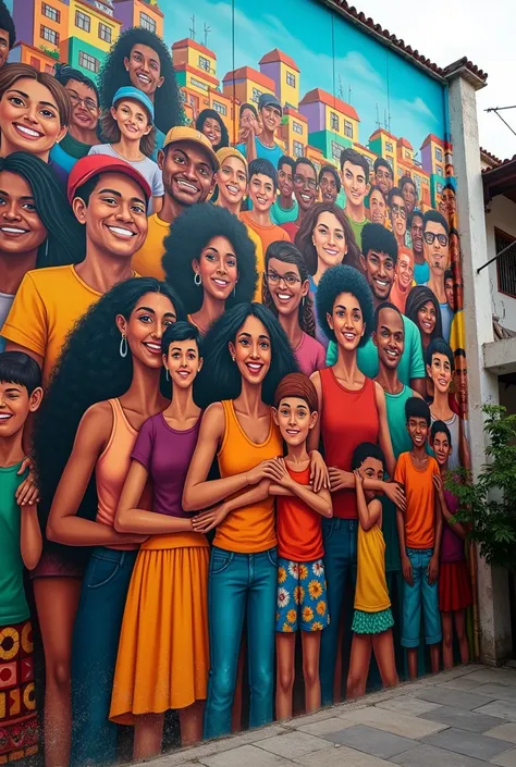 Mural about bringing people together in the favela