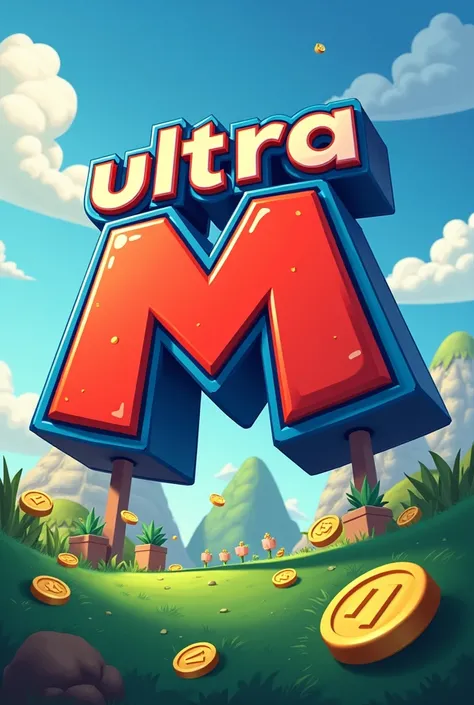 Logo that says Ultra M in the style of Mario