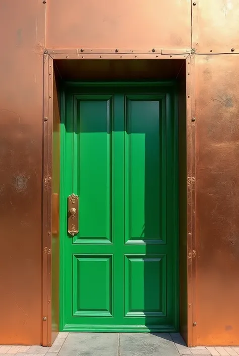 Green door and copper wall