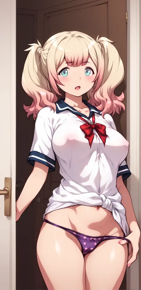 Megumi : At the door of brother , s bedroom dressed only in panties and a shirt.  in front of me.
Dude of the people who invested all their money in FX (meme),  chibi,