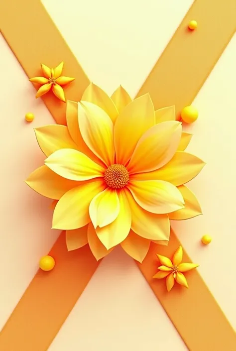 A orange and yellow mix banner with cream color net. Net will be floating by the tow side and on the upper side of the banner the net will be like cross with gypsum and in the middle yellow flower