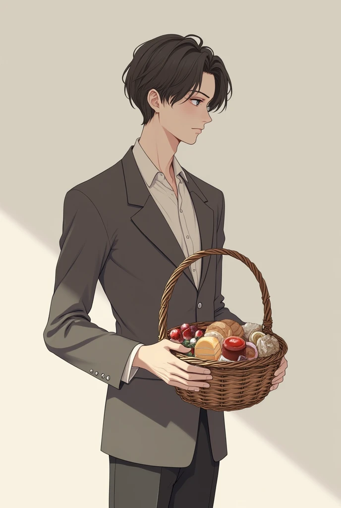 Elegant Shota with gift basket