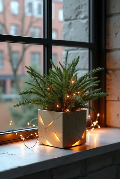 Generate the image of an innovative Christmas design for a small planter 