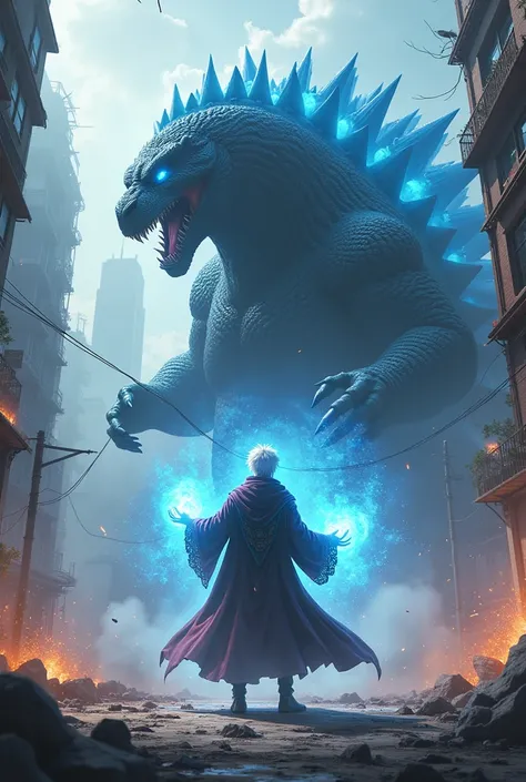 Gojo Satoru fighting Godzilla