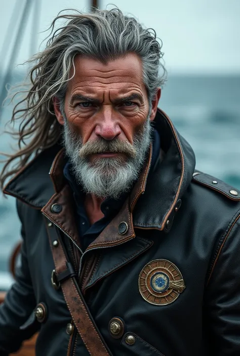 Captain Jonas “Storm” — Experienced leader ,  always with his leather coat sprinkled with salt and the eyes of someone who has seen the worst of the ocean.