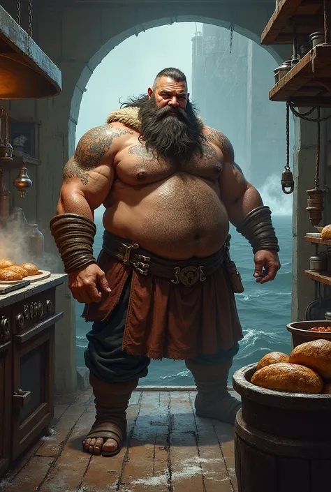 Rask,  the Cook — A big man who was always dirty with flour or grease. He says he fought in arenas before going out to sea .