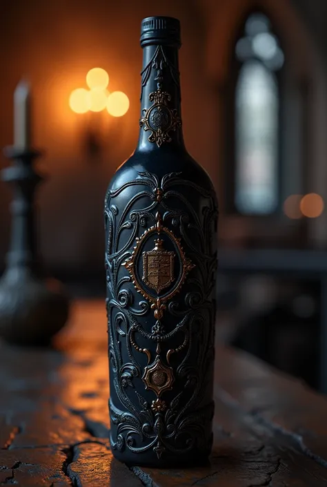 Create a Gothic-style wine bottle 