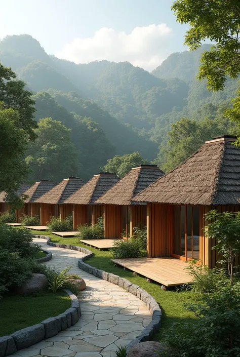 Design of 30 bungalow resort rooms in the style of local cultures combined with modern culture in son la tà xua