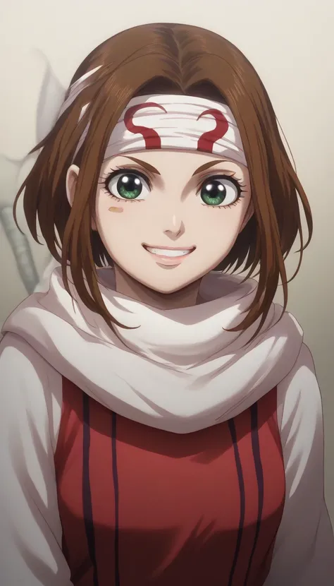 (((evil smile )))  (Ochaco Uraraka) score_9, score_8_up, score_7_up,  1girl, kyoukai  cowl headband  