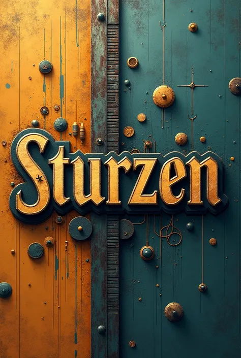  Make the name Sturzen with classic letters and a futuristic abstract background, but with rustic details  