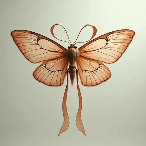 Close-up of the isologotype of a moth with wings in the shape of bows and two long wings in the form of ties