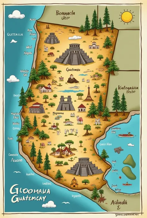 Map of the country of Guatemala
