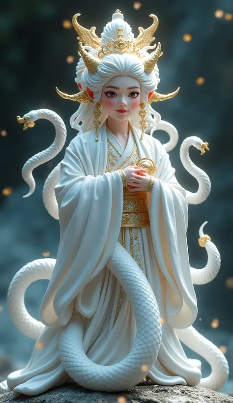 Mino Hime Gods Power Lucky God 々 Shii Feng Shui Power Dignity and Dignity High Definition Model, Award-winning , very detailed, high detail ,  textured skin,  Sparkling Effects ,fluorescence,White Snake