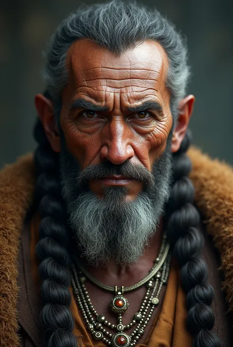  I want a powerful and wise chieftain who looks powerful and wise in his 40s but whose appearance is not so wild but pacifying and who is an image of the chest up, He shouldnt look too old 