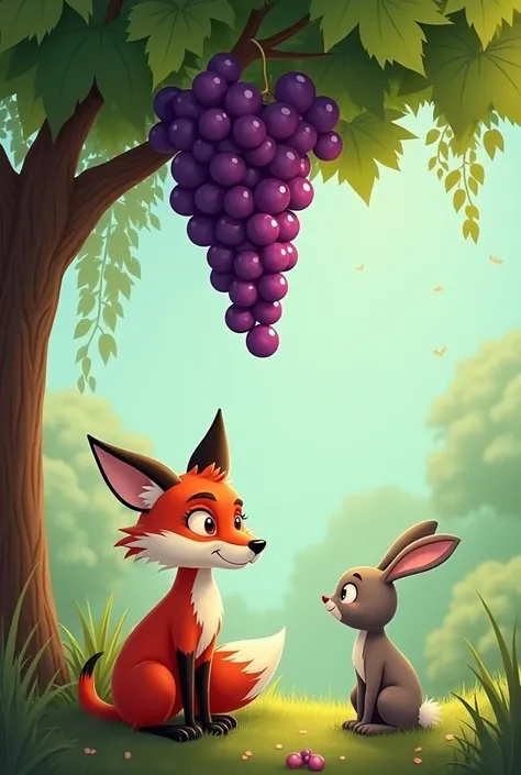 A fox one day saw grapes hanging on a tree.He tried hard but could not get the grapes.Finally he said, "fingers are sour."A nearby rabbit laughed at him and said, "You could have tried harder. How do you know that your fingers are sour when you give up?"He...