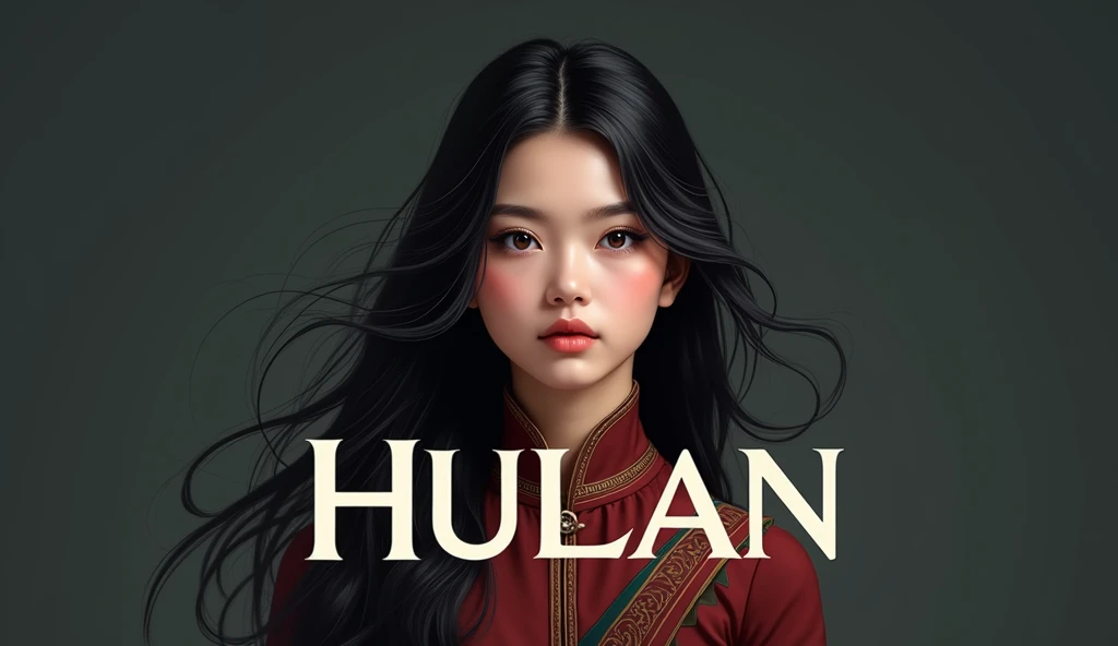 HULAN band logo. The logo is a beautiful 15-year-old Mongolian girl with dark hair wearing European clothes. The name of the logo is HULAN in large letters at the bottom.