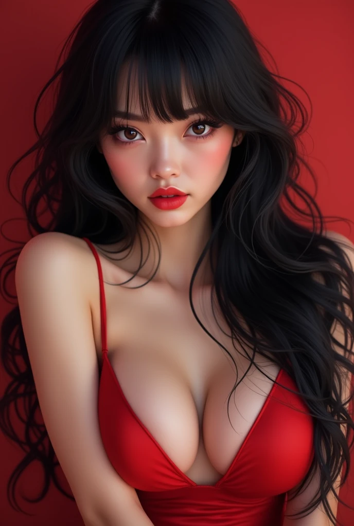 A vibrant and seductive image of model Bella Yuki. she has black hair, long and silky,  falling softly over your shoulders .  Her face has big eyes , a little pulled,  with a mysterious and enchanting expression . The lips are rosy and soft ,  and her skin...