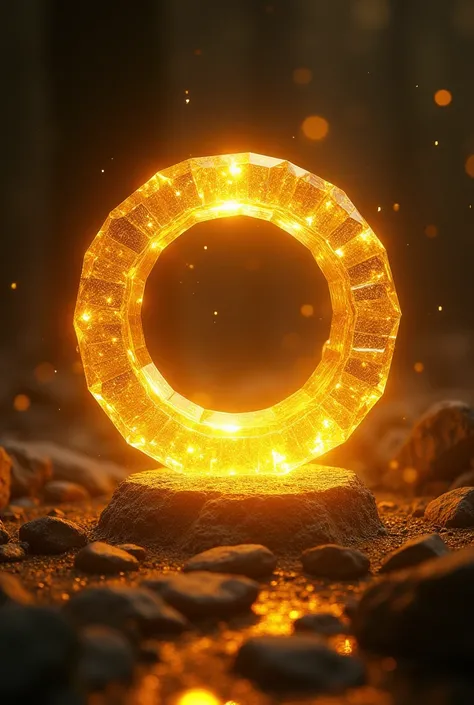 golden crystal circle and glow