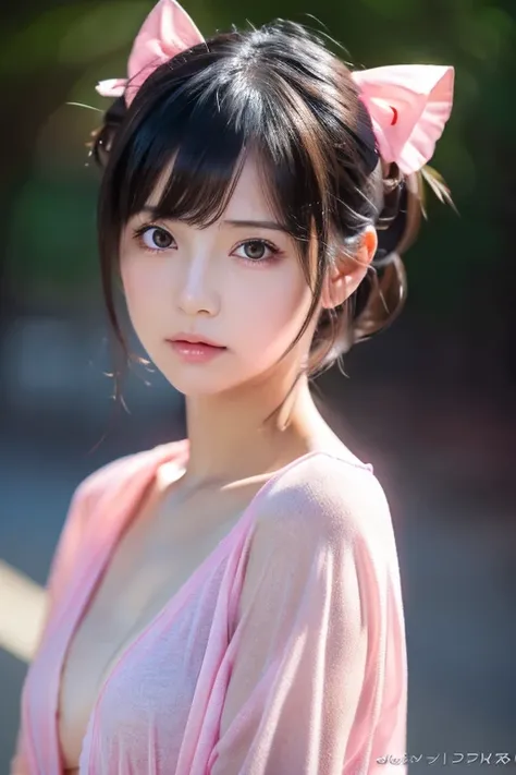   Lori anime girl in pink wet clothes, Realistic shadows,   detailed skin,  very small breasts  ,   black hair,  hair bow,   very detailed, 8K high resolution face  , Perfect Face Shape, Perfect Lips, Perfect ,   beautiful eyes,   viewers, masterpiece,  to...