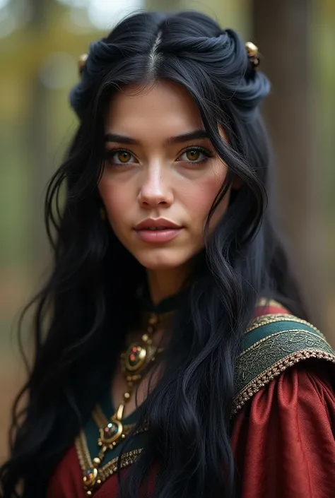  is a woman whose appearance reflects both her noble origin and her Connection with the dragons that .  Her long, black hair , that shine with ebony-colored reflections under the sunlight,  fall in soft waves on her back ,  but the subtle shades of gold on...