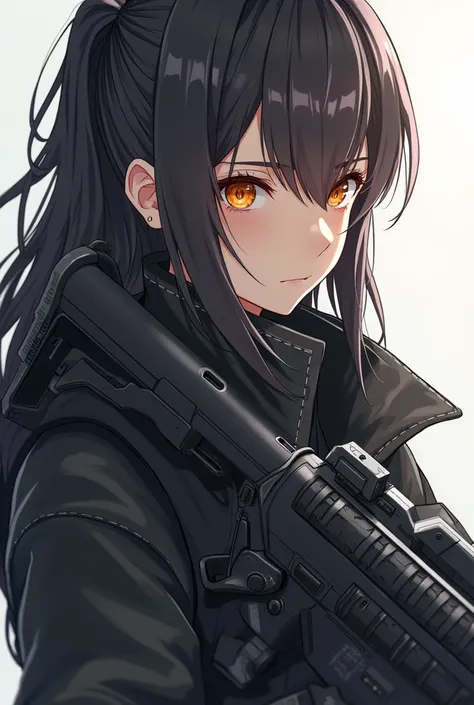 a close up of a person with a gun and a jacket, from girls frontline, fine details. girls frontline, girls frontline style, girls frontline universe, girls frontline cg, m4 sopmod ii girls frontline, official character art, from arknights, ( ( character co...