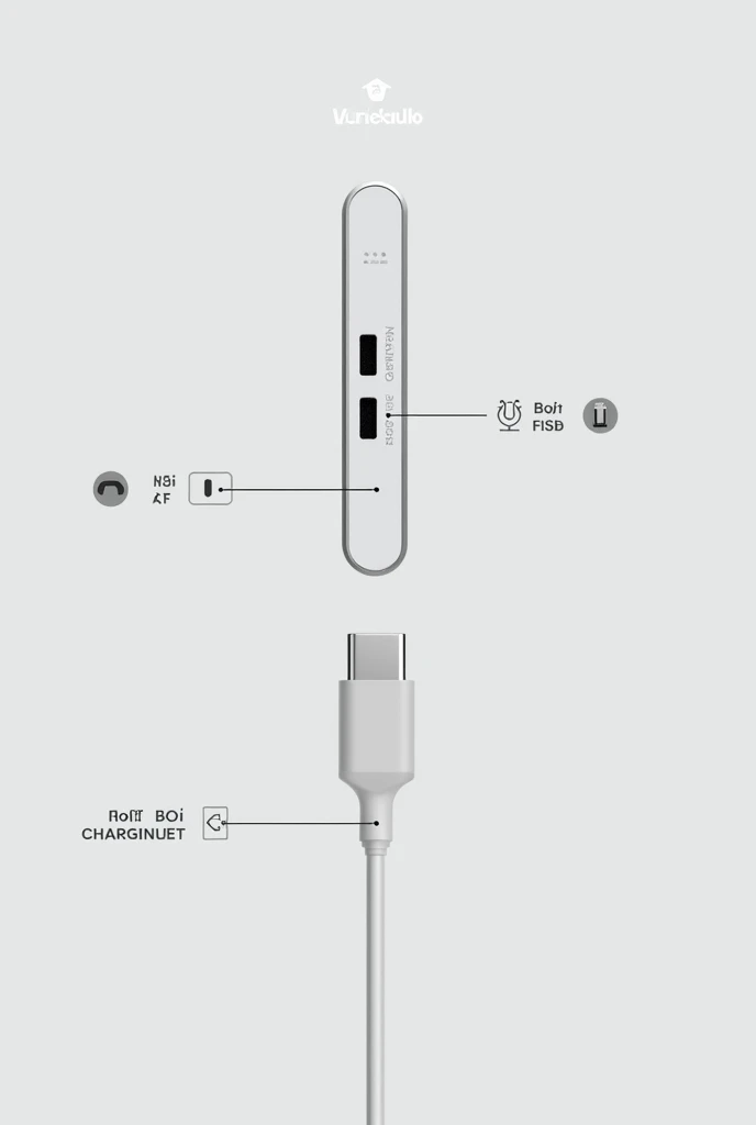 " Infographic design for Power Bank with Fast Charging,  3 ports and Type-C cable . Background — light grey ."