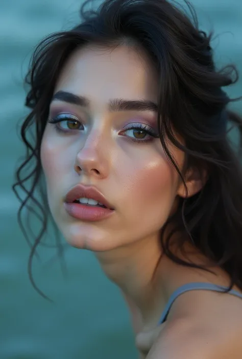 Create a color palette with makeup that favors cool tones with medium contrast 